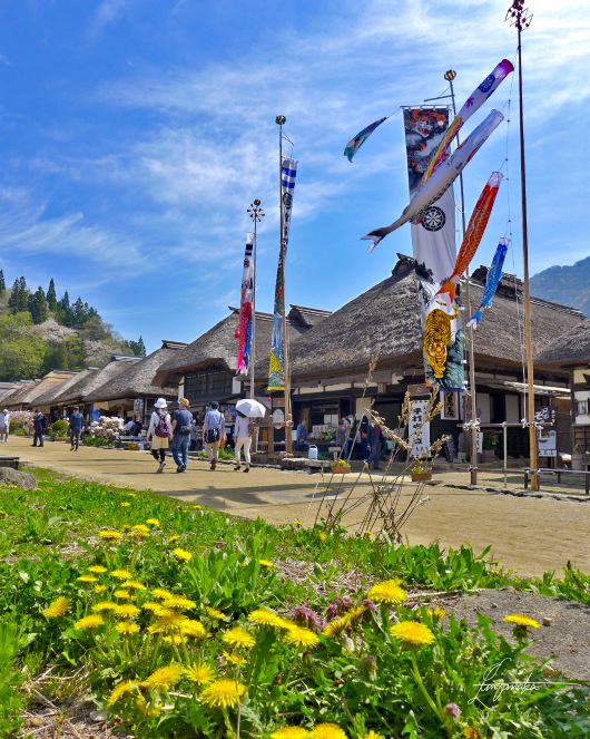 端午の節句のころの福島県、大内宿